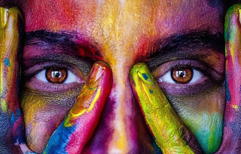 Woman painted in colors